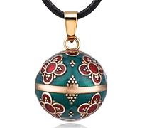 EUDORA Harmony Ball Collier Bola de Grossesse pour Femmes avec Empreinte de Main, Collier Musique Balle Pendentif pour Femme Enceinte Future Mère Cadeau Original, 76cm +114cm