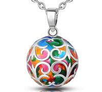 EUDORA Harmony Ball Collier Bola de Grossesse pour Femmes avec Empreinte de Main, Collier Musique Balle Pendentif pour Femme Enceinte Future Mère Cadeau Original, 76cm +114cm