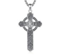 EUDORA Harmony Ball Collier Croix Celtique Chi Rho en Argent Sterling 925 | Pendentif Croix Chi Rho Christ Alpha Omega Chi Rho Bijou de Foi Chrétienne Cadeau Religieux pour Femmes et Hommes, 24"