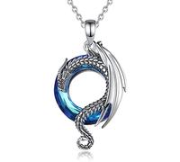 EUDORA Harmony Ball Collier Dragon en Argent Sterling pour Femme, Cercle Vintage Pendentif en Cristal Autrichien Bijoux Cadeaux pour Filles Femme Fille Garçons Cadeau d'anniversaire, Chaîne de 18 "
