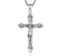 EUDORA Harmony Ball Collier en argent sterling 925 Avec Croix de Jusus pour Homme et Femme, Pendentif Crucifix de Jésus, Amulette de Protection Religieuse Cadeau pour Maman Papa, 55,9 cm + 5,1 cm