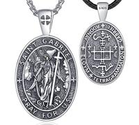 EUDORA Harmony Ball Collier en Argent Sterling 925 Collier Archange Gabriel Médaille Saint Gabriel pour Femme Homme, Pendentif Amulette Vintage St. Gabriel Christian Islam Bijoux Cadeaux, 24"+20"