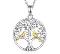 EUDORA Harmony Ball Collier en Argent Sterling 925 Maman Oiseau avec Pendentif Cœur Cadeau pour la Fête des Mères, Chaîne en Acier Inoxydable de 50 cm