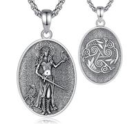 EUDORA Harmony Ball Collier en Argent Sterling Celtique de la Déesse Morrigan pour Femme, Collier Vintage Trinity Raven Pendentif Déesse de la Lune Noire Tisserand du Destin Bijoux Oxydés Cadeau, 22''