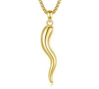 EUDORA Harmony Ball Collier en Argent Sterling Plaqué or 18 Carats avec Corne Italienne pour Homme et Femme, Pendentif Port Bonheur Pour Protection Amulette de Poivre Italien Cadeau Original, 22"+2"