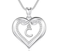 EUDORA Harmony Ball Collier Initiale en Argent pour Femme, Pendentif Lettre d'Amour en Forme de Coeur avec Zircon Cubique, Collier Alphabet Délicat, Cadeau d'Anniversaire pour Filles Maman, 51 cm