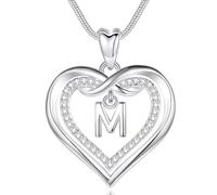 EUDORA Harmony Ball Collier Initiale en Argent pour Femme, Pendentif Lettre d'Amour en Forme de Coeur avec Zircon Cubique, Collier Alphabet Délicat, Cadeau d'Anniversaire pour Filles Maman, 51 cm