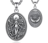 EUDORA Harmony Ball Collier Médaille de la Déesse Nyx pour Femme en Argent Sterling S925, Pendentif de la Déesse de la Nuit Nyx de la Mythologie Grecque Amulette Bijoux énergétiques Cadeau, 22"