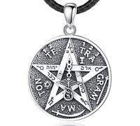 EUDORA Harmony Ball Collier Pentagramme en Argent Sterling 925 pour Hommes et Femmes, Amulette énergétique Tétragramme roi de Salomon Pentacle étoile Garde Pendentif de Protection Bijoux Cadeau, 61 cm