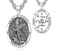 EUDORA Harmony Ball Collier Saint Michel pour Homme et Femme en S925 Argent Sterling, Pendentif Archange Saint Michel pour la Protection Médaille de San Miguel Arcangel Bijoux Cadeaux, 22"+2"