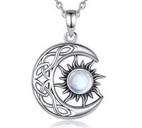 EUDORA Harmony Ball Collier Somme et Lune pour Femme, Coquillage D'ormeau étoile de Lune, Pendentif Croissant de Lune Bijoux Délicats Cadeau pour Fille Maman et Femme, 45,7 cm