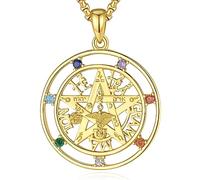 EUDORA Harmony Ball Collier Tetragrammaton Amuleto de Proteccion en Argent Sterling Plaqué Or 18K pour Femme Homme, Tetragrammaton de Plata 925 Pentacle Chakra Pendentif YHWH Bijoux Cadeau, 22" + 2"