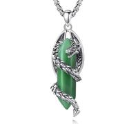 EUDORA Harmony Ball Dragon Pendentif Collier pour Femmes Hommes, Hexagonal Aventurine Cristal Pierre de Guérison Prisme Énergie Amulette Dragon Bijoux Cadeau, 20"+2"