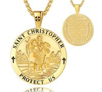 EUDORA Harmony Ball Médaille de Saint Christophe Collier de Saint Christophe pour Femme Homme Argent Sterling S925 Plaqué Or 18 Carats, Pendentif Saint Christophe Bijoux Religieux Cadeau, 22"+2"