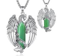 EUDORA Harmony Ball Phoenix Aventurine Collier pour Femmes Hommes Cuivre Plaqué Argent, Vintage Viking Celtique Flaming Phenix Pendentif Aventurine Amulette Bijoux Cadeaux pour Femmes Hommes, 20"+2"