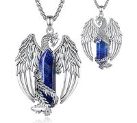 EUDORA Harmony Ball Phoenix Lapis Lazuli Collier pour Femme Homme Cuivre plaqué Argent, Vintage Viking Celtique Flaming Phenix Pendentif Lapis Lazuli Amulette Bijoux Cadeaux pour Femme Homme, 20"+2"