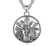 EUDORA Harmony Ball Viking Arbre de Vie Collier pour Femmes Hommes | Cuivre plaqué avec oxyde d'argent Phoenix Raven Wolf Yggdrasill Pendentif Viking Runes Bijoux Amulettes Cadeaux, 22"+2"