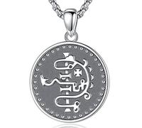EUDORA Sceau D'Asmoday Argent Sterling Collier pour Femme, Grand roi Asmoday Amulette Pendentif Bijoux Cadeau pour Maman épouse, Chaîne en Acier Inoxydable de 55,9 cm et Rallonge de 5,1 cm