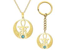 EUEAVAN Ankh Croix oeil d'Horus pierres précieuses collier e vie scarabée pendentif déesse égyptienne Isis collier ancien égyptien Protection amulette bijoux religieux pour femmes hommes