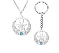 EUEAVAN Ankh Croix oeil d'Horus pierres précieuses collier e vie scarabée pendentif déesse égyptienne Isis collier ancien égyptien Protection amulette bijoux religieux pour femmes hommes