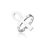 EUEAVAN Bague Ankh réglable en forme de croix africaine en forme de e vie - Amulette de protection de l'œil de Ra Horus - Bijou religieux égyptien antique - Cadeau pour homme et femme, Acier