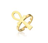 EUEAVAN Bague Ankh réglable en forme de croix africaine en forme de e vie - Amulette de protection de l'œil de Ra Horus - Bijou religieux égyptien antique - Cadeau pour homme et femme, Acier