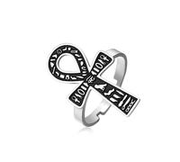 EUEAVAN Bague Ankh réglable en forme de croix africaine en forme de e vie - Amulette de protection de l'œil de Ra Horus - Bijou religieux égyptien antique - Cadeau pour homme et femme, Acier