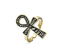 EUEAVAN Bague Ankh réglable en forme de croix africaine en forme de e vie - Amulette de protection de l'œil de Ra Horus - Bijou religieux égyptien antique - Cadeau pour homme et femme, Acier