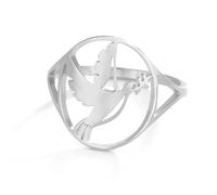 EUEAVAN Bague avec signe de paix - Colombe de paix - Symboles de la paix dans le monde - Bague hippie - Bijoux pour femme - Amoureux de la paix, Acier inoxydable, Aucune pierre précieuse