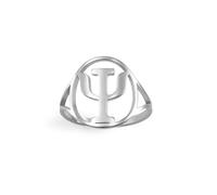 EUEAVAN Bague avec symbole Psi - Alphabet grec - Psychologie - Psychiatrie - Symbole médical - Bijoux psychothérapeute - Cadeau pour femme et homme, Acier inoxydable, Aucune pierre précieuse