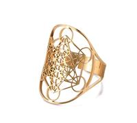 EUEAVAN Bague Homme Archange Metatron Bague ajustable Six-Manifold Metatron's Cube Symbol Sacred Geometric Protection Amulet Bague Femme