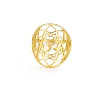 EUEAVAN Bague OM OHM AUM AUM - Harmonie spirituelle hindoue - Symboles sanskrit - Fleur de vie - Chakra - Yoga - Mandala - Amulette bouddhiste hindouiste - Bijou religieux - Cadeau de méditation