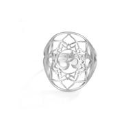 EUEAVAN Bague OM OHM AUM AUM - Harmonie spirituelle hindoue - Symboles sanskrit - Fleur de vie - Chakra - Yoga - Mandala - Amulette bouddhiste hindouiste - Bijou religieux - Cadeau de méditation