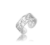 EUEAVAN Bague réglable avec symbole de la sagesse africaine Adinkra et symbole de trèfle porte-bonheur, amulette égyptienne Adinkra Gye Nyame, bijou ethnique, cadeau de fierté de campagne pour homme