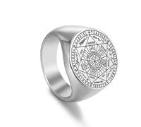 EUEAVAN Bague sceaux des 7 archanges pour homme Sigil de l'archange Saint Michel Bague patron saint talisman gardien chrétien cadeau païen, Acier inoxydable, Pas de pierre précieuse