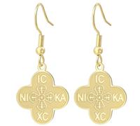EUEAVAN Boucles d'oreilles croix orthodoxe pour femme IC XC NIKA Jésus Christ Médaillon Boucles d'oreilles Croix byzantine grecque Boucles d'oreilles religieuses orientales Cadeau chrétien catholique
