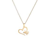 EUEAVAN Bracelet à breloques ciseaux et peigne Bracelet ajustable Bijoux de coiffeur Bracelets à maillons coeur d'amour (collier or)