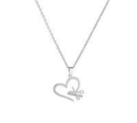 EUEAVAN Bracelet à breloques ciseaux et peigne Bracelet ajustable Bijoux de coiffeur Bracelets à maillons coeur d'amour (collier argent)