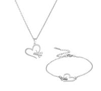 EUEAVAN Bracelet à breloques ciseaux et peigne Bracelet ajustable Bijoux de coiffeur Bracelets à maillons coeur d'amour (set argenté)