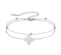 EUEAVAN Bracelet avec croix de Jérusalem, croisés, chevaliers, templiers, fait à la main, bracelet porte-bonheur grec, religieux, médiéval, chrétien, cadeau de baptême pour homme et femme