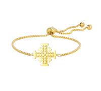 EUEAVAN Bracelet avec croix de Jérusalem, croisés, chevaliers, templiers, fait à la main, bracelet porte-bonheur grec, religieux, médiéval, chrétien, cadeau de baptême pour homme et femme