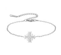 EUEAVAN Bracelet avec croix de Jérusalem, croisés, chevaliers, templiers, fait à la main, bracelet porte-bonheur grec, religieux, médiéval, chrétien, cadeau de baptême pour homme et femme