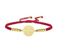 EUEAVAN Bracelet avec croix orthodoxe IC XC NIKA Jésus-Christ fait à la main - Bracelet rouge porte-bonheur avec croix byzantine grecque - Amulette religieuse orientale - Cadeau chrétien catholique