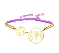 EUEAVAN Bracelet boussole réglable Continents Terre Wanderlust Mère Terre Carte du monde Fait à la main Corde rouge Bracelet pour couple Bijoux d'amitié Cadeau de remise de diplôme pour voyageur