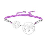 EUEAVAN Bracelet boussole réglable Continents Terre Wanderlust Mère Terre Carte du monde Fait à la main Corde rouge Bracelet pour couple Bijoux d'amitié Cadeau de remise de diplôme pour voyageur