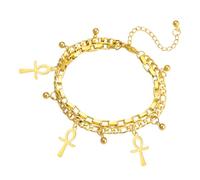EUEAVAN Bracelet Croix Ankh pour femmes Ankh ajustable Bracelet Religieux Croix Cheville Protection Amulette Bijoux Egypte Ancienne (or4)