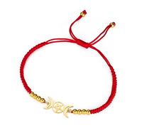 EUEAVAN Bracelet Déesse Triple Lune Pentagramme magique fait main chanceux chaîne rouge Bracelet Hecate Wicca amulette païenne bijoux sorcellerie cadeau pour les femmes (Rouge)