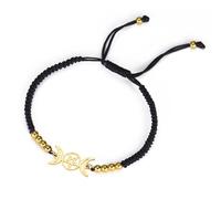 EUEAVAN Bracelet Déesse Triple Lune Pentagramme magique fait main chanceux chaîne rouge Bracelet Hecate Wicca amulette païenne bijoux sorcellerie cadeau pour les femmes (Noir)