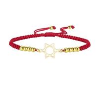 EUEAVAN Bracelet étoile de David hexagramme juif fait maison bracelet cordon rouge hébreu amulette kabbale bénédiction religieuse Israël Hanoukka cadeau pour femme, Réglable, Acier inoxydable, Pas de