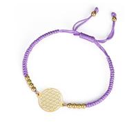 EUEAVAN Bracelet Fleur de Vie Géométrie sacrée Cube de Métatron Bracelet fait main avec cordon rouge Symbole cosmique Merkaba Mandala Amulette de protection Bijoux Cadeau yoga (violet-or)